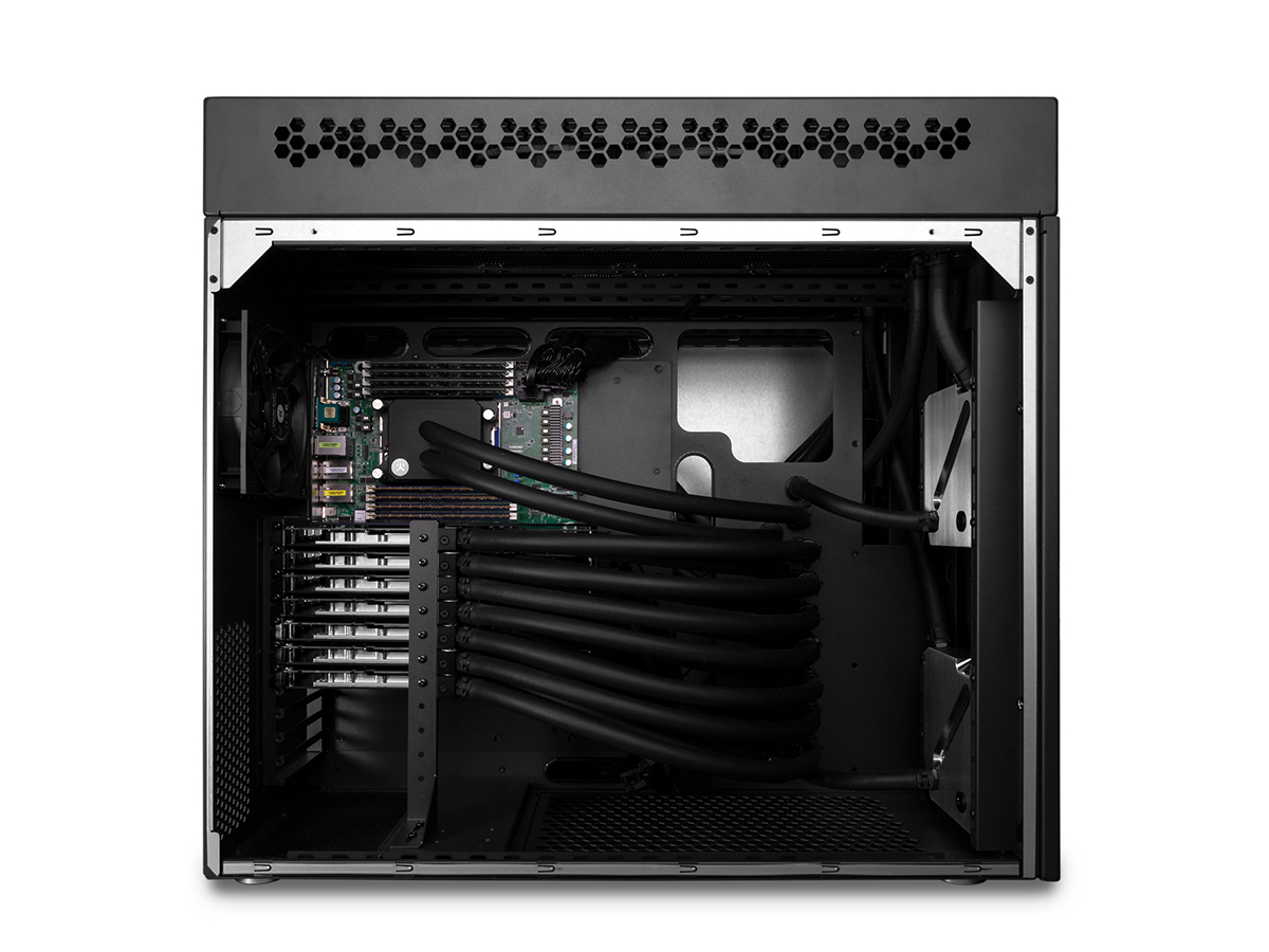 Ek Fluid Works Compute Series X7000 with a 7x GPU configuration, all liquid-cooled.